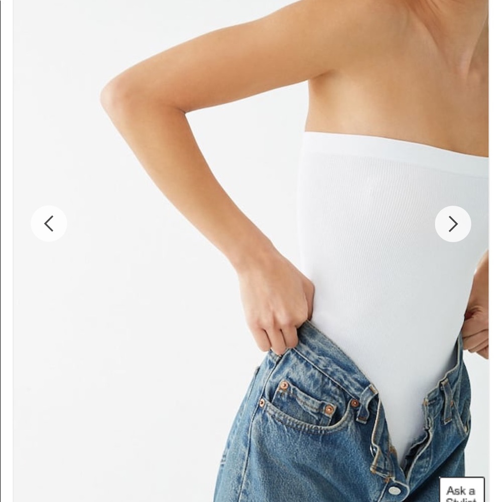 White strapless bodysuit